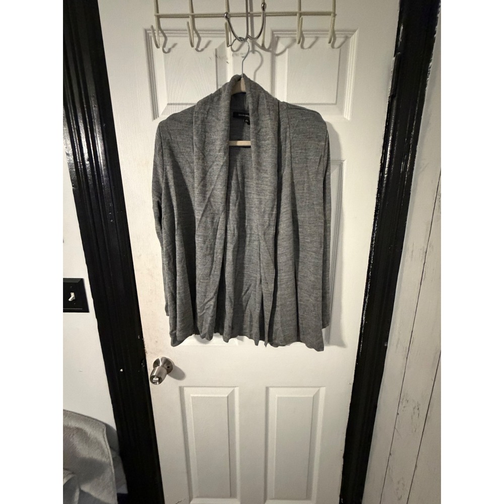 Design Collective Womens Gray Open Front Draped Shawl Collar Cardigan Sweater L